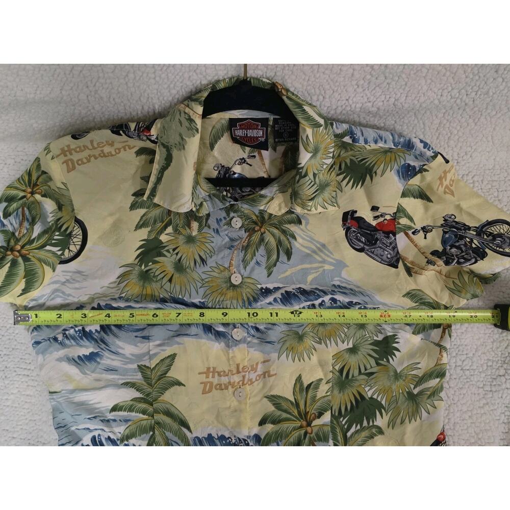 Vintage Harley-Davidson Tori Richard Hawaiian Shirt Women 100% Silk Size Small - Picture 4 of 8
